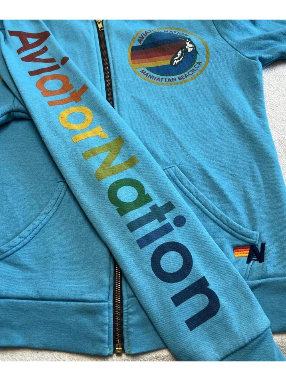 Aviator Nation Manhattan Beach Zip Hoodie // Retro Surf California Beach S - Picture 3 of 7